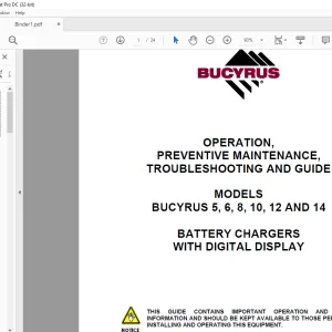CAT BUCYRUS 5 6 8 10 12 & 14 BATTERY CHARGERS OPERATION PREVENTIVE MAINTENANCE TROUBLESHOOTING & GUIDE - PDF DOWNLOAD