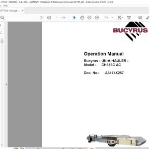CAT Bucyrus CH816C AC Operation Manual A6474X257 - PDF DOWNLOAD