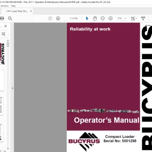 CAT Bucyrus Compact Loader Operator's Manual SN 5001298 - PDF DOWNLOAD