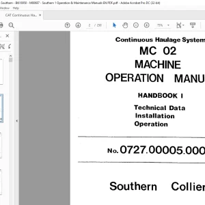 CAT Bucyrus Continuous Haulage System MC 02 Machine Handbook 1 Operation Manual BI618950 - PDF DOWNLOAD
