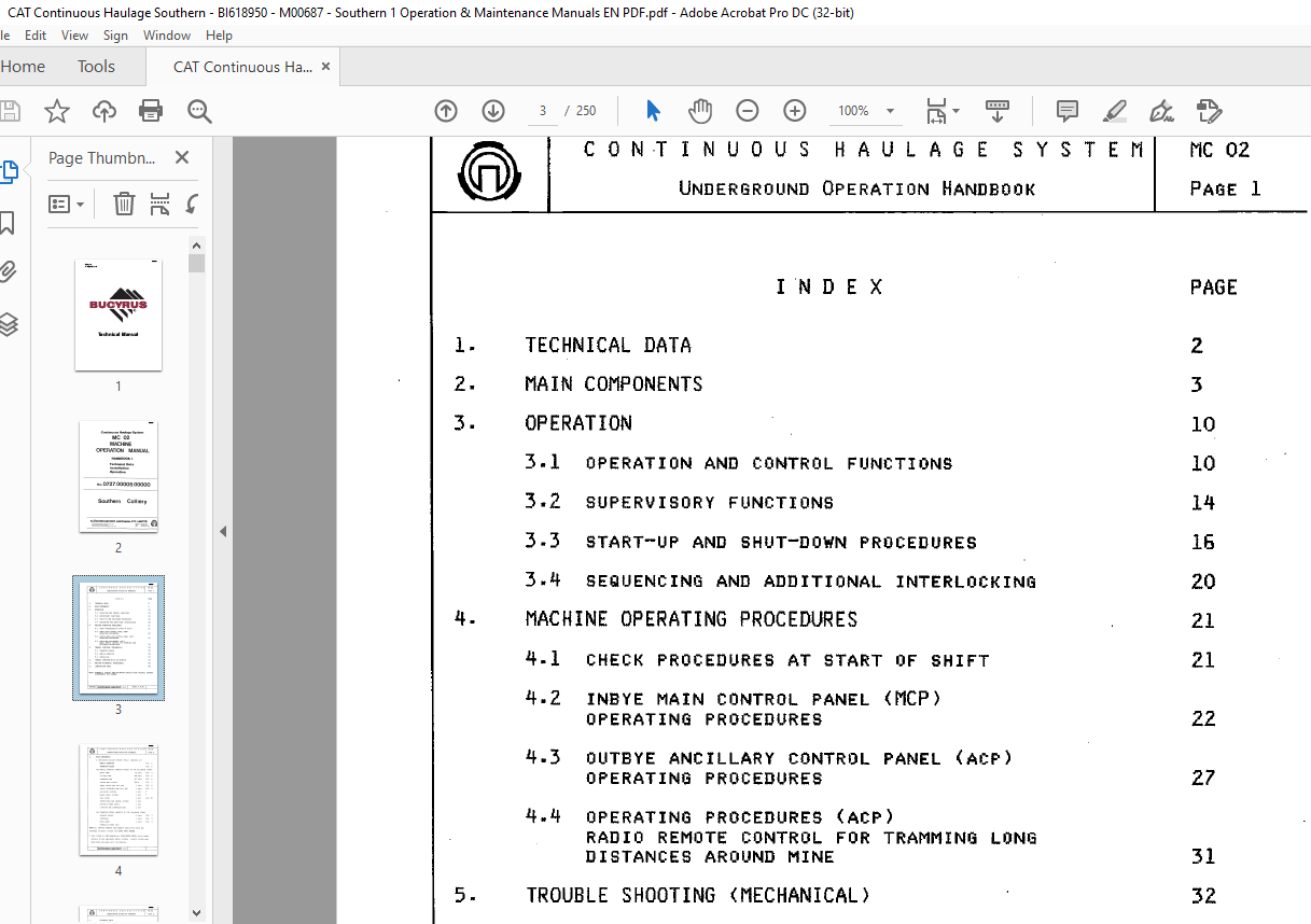 CAT Bucyrus Continuous Haulage System MC 02 Machine Handbook 1