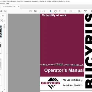 CAT Bucyrus FBL-10 LHD Utility Operator's Manual SN 5000112 - PDF DOWNLOAD