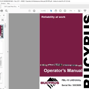 CAT Bucyrus FBL-10 LHD Utility Operator's Manual SN 5003689 - PDF DOWNLOAD