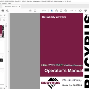 CAT Bucyrus FBL-10 LHD Utility Operator's Manual SN 5003805 - PDF DOWNLOAD