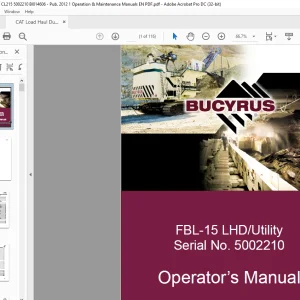 CAT Bucyrus FBL-15 LHD Utility Operator's Manual SN 5002210 - PDF DOWNLOAD