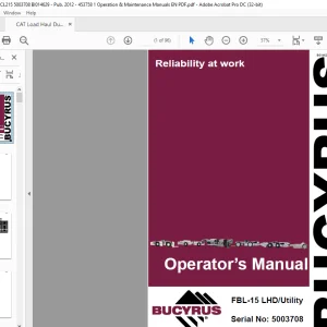 CAT Bucyrus FBL-15 LHD Utility Operator's Manual SN 5003708 - PDF DOWNLOAD