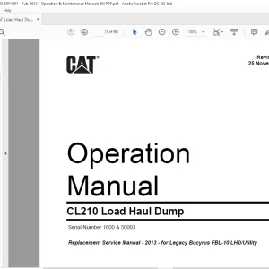CAT CL210 Load Haul Dump Operation Manual SN 1600 & 50003 - PDF DOWNLOAD