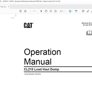 CAT CL210 Load Haul Dump Operation Manual SN 5003959 - PDF DOWNLOAD