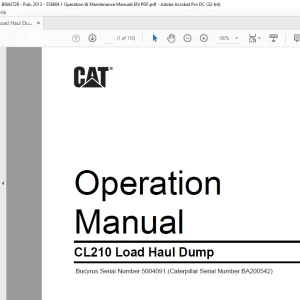 CAT CL210 Load Haul Dump Operation Manual SN 50040491 - PDF DOWNLOAD