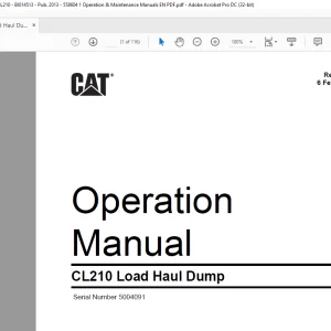 CAT CL210 Load Haul Dump Operation Manual SN 5004091 - PDF DOWNLOAD