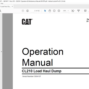 CAT CL210 Load Haul Dump Operation Manual SN 5004107 - PDF DOWNLOAD