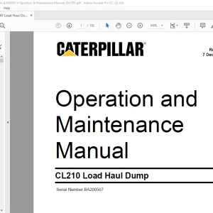 CAT CL210 Load Haul Dump Operation and Maintenance Manual SN BA200567 - PDF DOWNLOAD