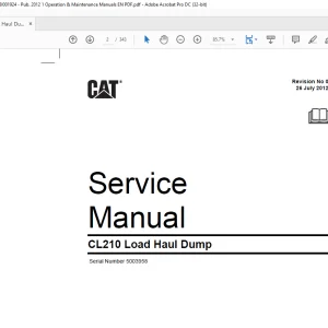 CAT CL210 Load Haul Dump Service Manual SN:5003958 - PDF DOWNLOAD