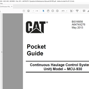 CAT Continuous Haulage Control System (8 Unit) MCU-930 Pocket Guide BI016956 - PDF DOWNLOAD