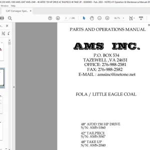 CAT Conveyor System BC200 48 AFDD 150 HP DRIVE 42 TAILPIECE 48 TAKE UP - BI380900 Parts & Operation Manual EN - PDF DOWNLOAD