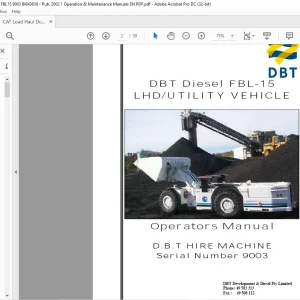 CAT DBT Diesel FBL-15 LHD UTILITY Vehicle Operators Manual SN 9003 - PDF DOWNLOAD