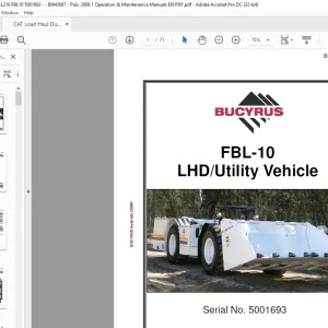 CAT FBL-10 LHD Utility Vehicle Operator Manual SN 5001693 - PDF DOWNLOAD