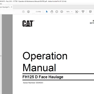CAT FH125 D Face Haulage Operation Manual SN 5004003 - PDF DOWNLOAD