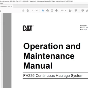 CAT FH336 Continuous Haulage System Operation and Maintenance Manual - PDF DOWNLOAD