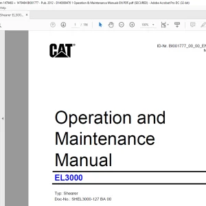 CAT Shearer EL3000 Longwall System Operation & Maintenance Manual BI001777 - PDF DOWNLOAD