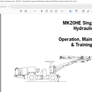 CAT Terex MK20HE Single Boom Hydraulic Jumbo Operation, Maintenance & Training Manual - PDF DOWNLOAD