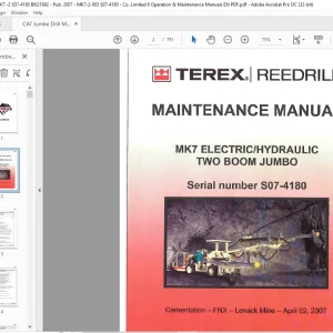 CAT Terex MK7 Electric/Hydraulic Two Boom Jumbo Maintenance Manual SN:S07-4180 - PDF DOWNLOAD