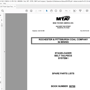 CAT Track Type Tractor BS3 PF4 1532 50700 Rochester & Pittsburgh Coal Company Spare Parts Manual BI000906 - PDF DOWNLOAD