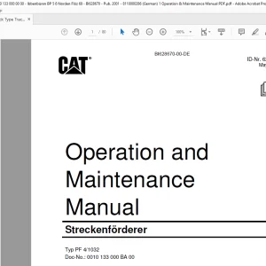 CAT Track Type Tractor PF 4-1032 Streckenförderer Betriebsanleitung BI628670 - PDF DOWNLOAD