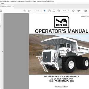 CAT Unit Rig MT Series Trucks Equipped with AC Drive Systems & High Productivity Cab Operator's Manual EM028513 - PDF DOWNLOAD