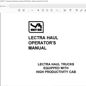 CAT Unit Rig Mining Truck Lectra Haul Equipped with High Productivity Cab Operator's Manual BI007371 - PDF DOWNLOAD