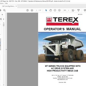 CAT Unit Rig Mining Truck MT 6300AC MT Series Truck with AC Drive System & High Productivity Mega Cab Operation Manual - PDF DOWNLOAD