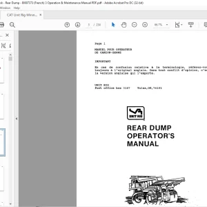 CAT Unit Rig Mining Truck Rear Dump Operator's Manual FR BI007373 - PDF DOWNLOAD