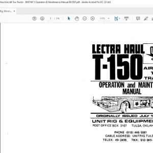 CAT Unit Rig Mining Truck T-150 Lectra Haul Aircraft Tow Tractor Operation & Maintenance Manual BI007467 - PDF DOWNLOAD
