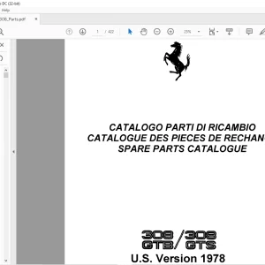 Ferrari 308 GTB 328 GTS Spare parts Catalogue Manual - PDF DOWNLOAD