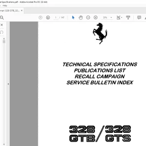 Ferrari 328 GTB 328 GTS Technical Specification Manual - PDF DOWNLOAD