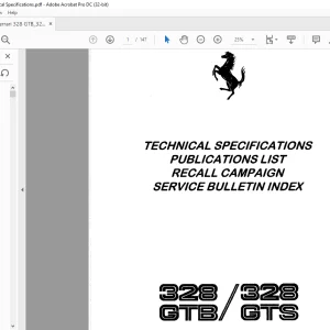 Ferrari 328 GTB_328 GTS Technical Specifications Manual - PDF DOWNLOAD