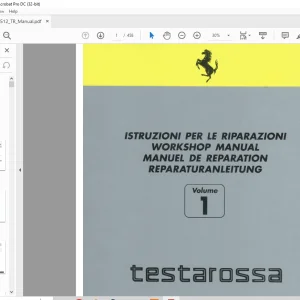 Ferrari 512 TR Testarossa Workshop Manual (Vol 1&2) - PDF DOWNLOAD