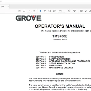 Grove Crane TMS700E Operator's Manual 160-01 - PDF DOWNLOAD