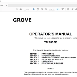 Grove Crane TMS800E Operator's Manual 132-03 - PDF DOWNLOAD