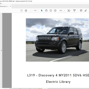 Land Rover L319 - Discovery 4 MY2011 SDV6 HSE Electric Library Wiring Diagrams Manual - PDF DOWNLOAD