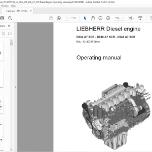 Liebherr D934 A7 SCR D936 A7 SCR D946 A7 SCR Diesel Engine Operating Manual 10140787-00 - PDF DOWNLOAD