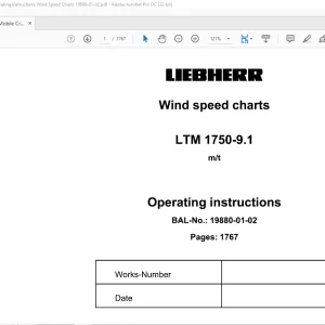 Liebherr Mobile Crane LTM 1750-9.1 Wind Speed Charts Operating Instructions Manual 19880-01-02 - PDF DOWNLOAD