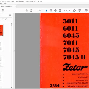 1984 Zetor Tractor 5011 6011 6045 7011 7045 7045H Parts Catalog Manual - PDF DOWNLOAD