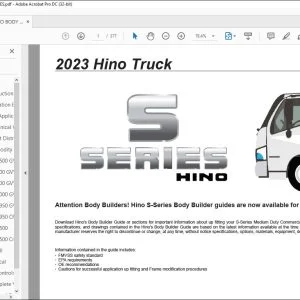 2023 Hino S Series Body Builder Truck Service Manual - PDF DOWNLOAD