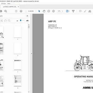 AMMANN ARP 95 TANDEM ROLLER OPERATING MANUAL (4232008) PDF