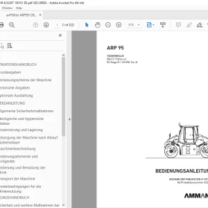 AMMANN ARP 95 TANDEMWALZE BEDIENUNGSANLEITUNG (4232008) - PDF
