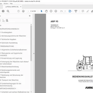 AMMANN ARP 95 TANDEMWALZE BEDIENUNGSANLEITUNG (3003171) - PDF