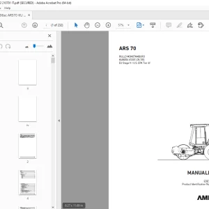 AMMANN ARS 70 RULLO MONOTAMBURO MANUALE D’USO 3012282 PDF