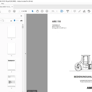 AMMANN ARX 110 TANDEMWALZE BEDIENUNGSANLEITUNG 3001284 PDF