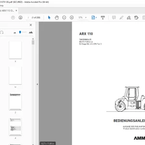 AMMANN ARX 110 TANDEMWALZE BEDIENUNGSANLEITUNG 3008839 PDF